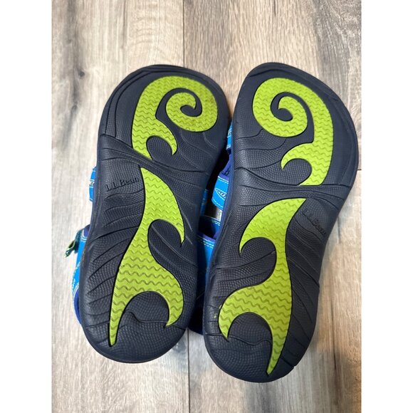 Boys Size 4 LL Bean Blue & Green Sandals Water Shoes With Adjustable Straps - Picture 6 of 7